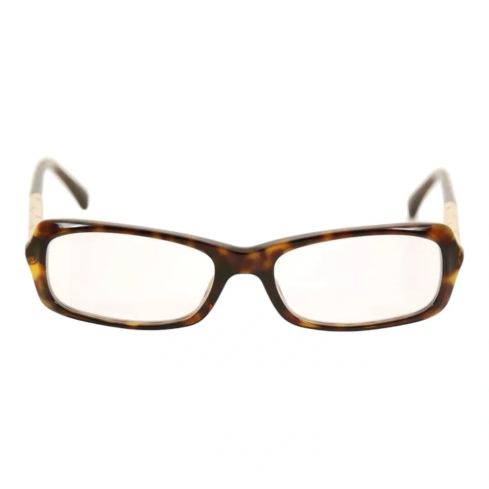 Chanel Tortise Shell Style & Gold CC Logo Engraved Rectangular Frame 3218c.714